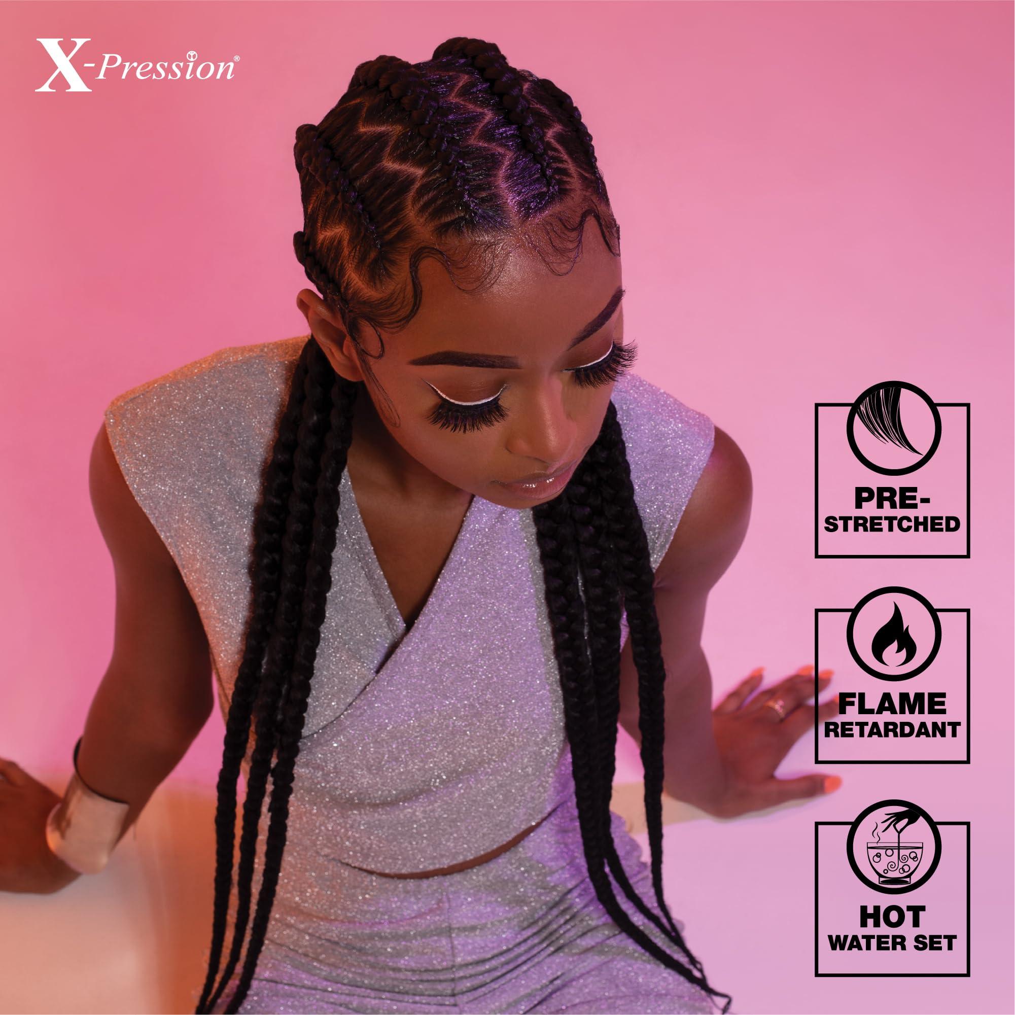 Sensationnel Sensationnel X-pression prestretched braiding hair - 10x braid 48 inch all kanekalon flame retardant synthetic braid for box braids and twists (1B OFFBLACK)