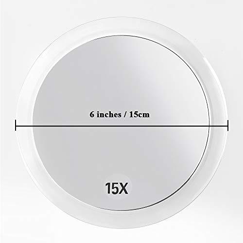 SANTOO SANTOO 15X Magnifying Mirror - with 3 Mounting Suction Cups - Used for Precise Makeup - Eyebrows/Tweezing - Blackhead/Blemish Removal - Bathroom/Travel Makeup Mirror - 6 Inch Round (Rose Gold)