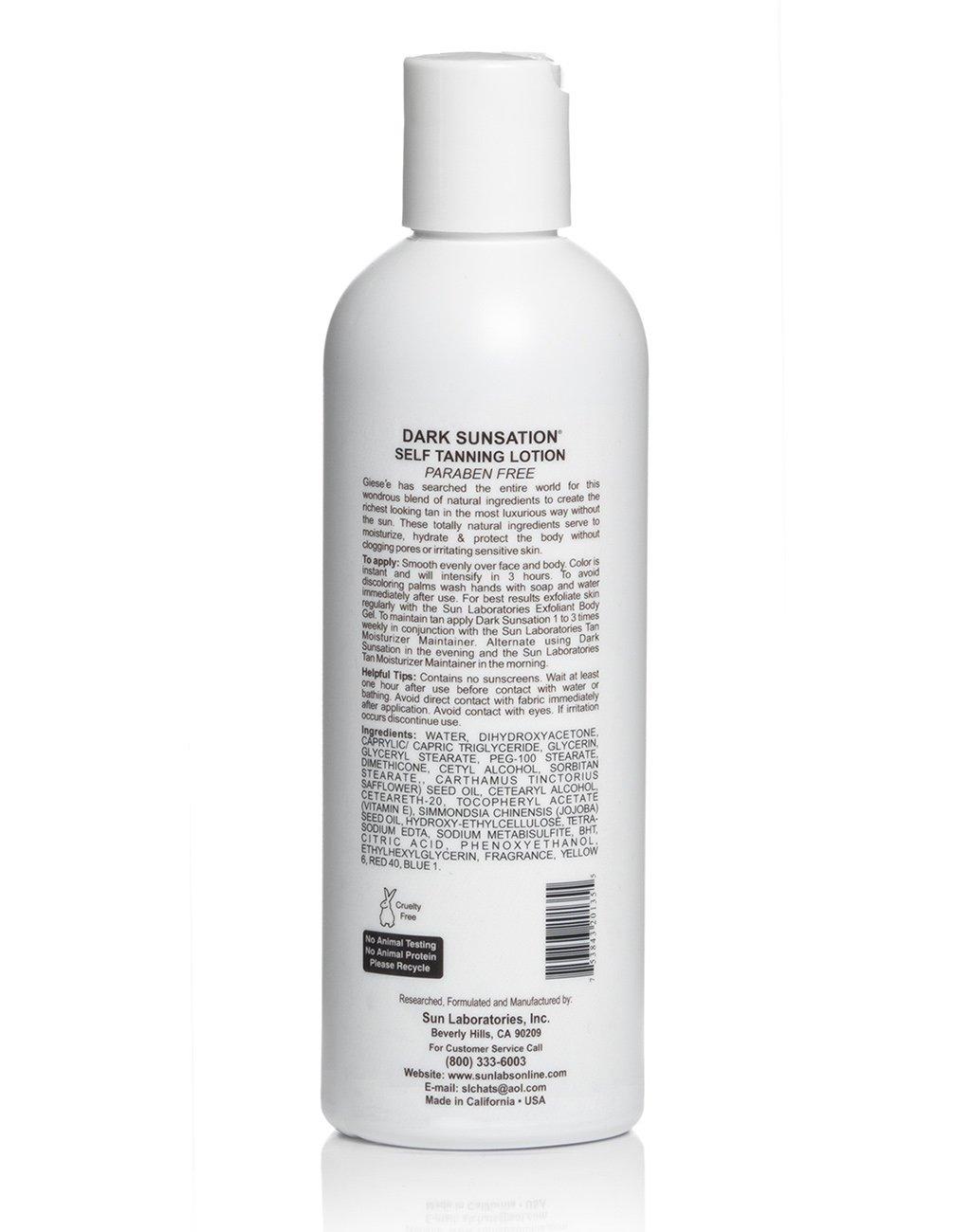 Sun Laboratories by Giesee Sun Laboratories By Giesee Dark Sunsation Self-Tanning Lotion for - 2 Pack 8 oz | Ultra Dark Tanning Lotion, Natural Self Tanner, Non-Toxic Tanning Bed Lotion, Face Tanner, Sunless Tanner