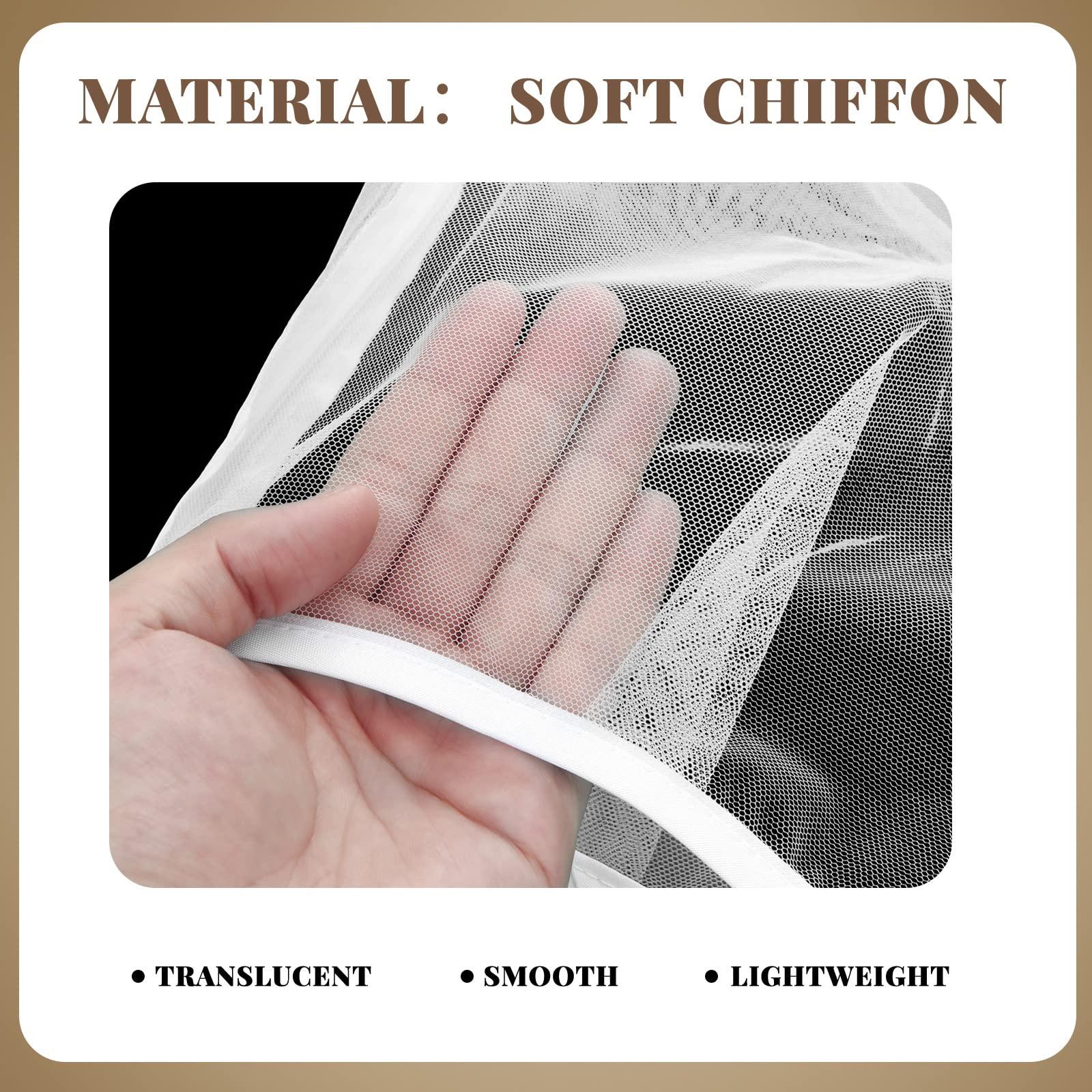 Loopeer 6 Pcs Makeup Protector Hood Washable Light Airy Nylon Chiffon Makeup Hood Zipper Closure Reusable Make up Face Cover for Women Girls Beauty Weddings (White)