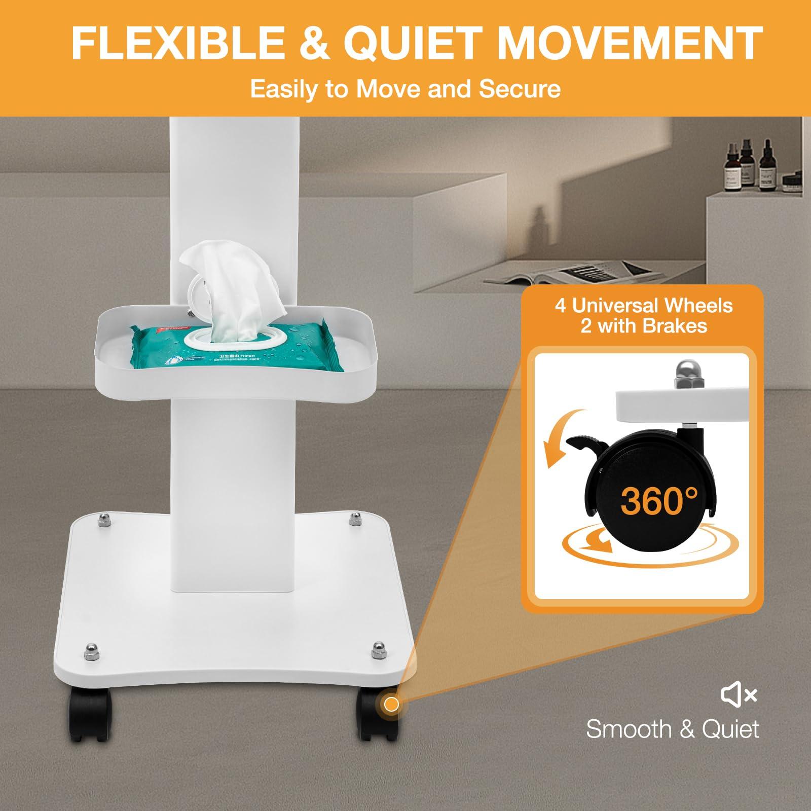 CheriMuMu CheriMuMu Beauty Salon Trolley Cart, Portable Beauty Tray Spa Trolley Stand Salon Rolling Tray Cart, Beauty Instrument Storage Tray Mobile Cart with 360 Rotatable Swivel Wheel, Load 88.18lbs