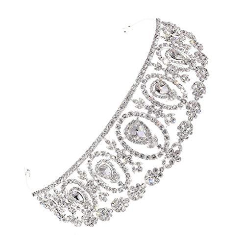 Beaupretty 1PC Baroque Bridal Crown Rhinestone Crystal Crown Tiara Birthday Crown Pageant Hair Accessories Wedding Hair Accessories for Women (Silver Rhinestone)