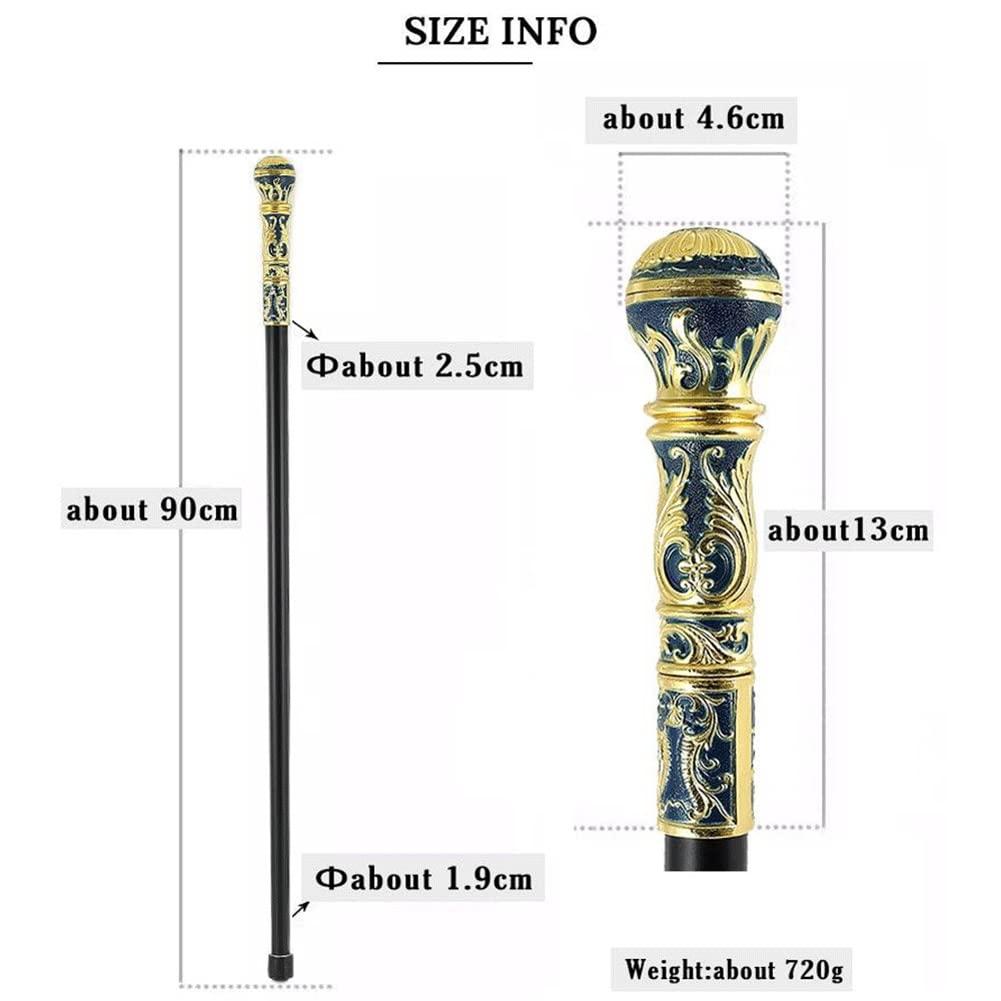 Yufenj Yufenj Blue and Gold Two-Color Domineering British Round Head Handle Scepter Gift Young Creative Gentleman Civilized Stick Men and Women Cane