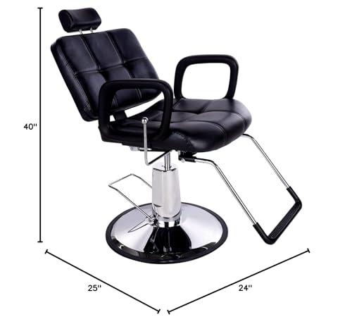 NinthAvenue Basics Beautystyle Reclining Barber Chair with Headrest Hydraulic Recline Salon Chair for Hair Stylist