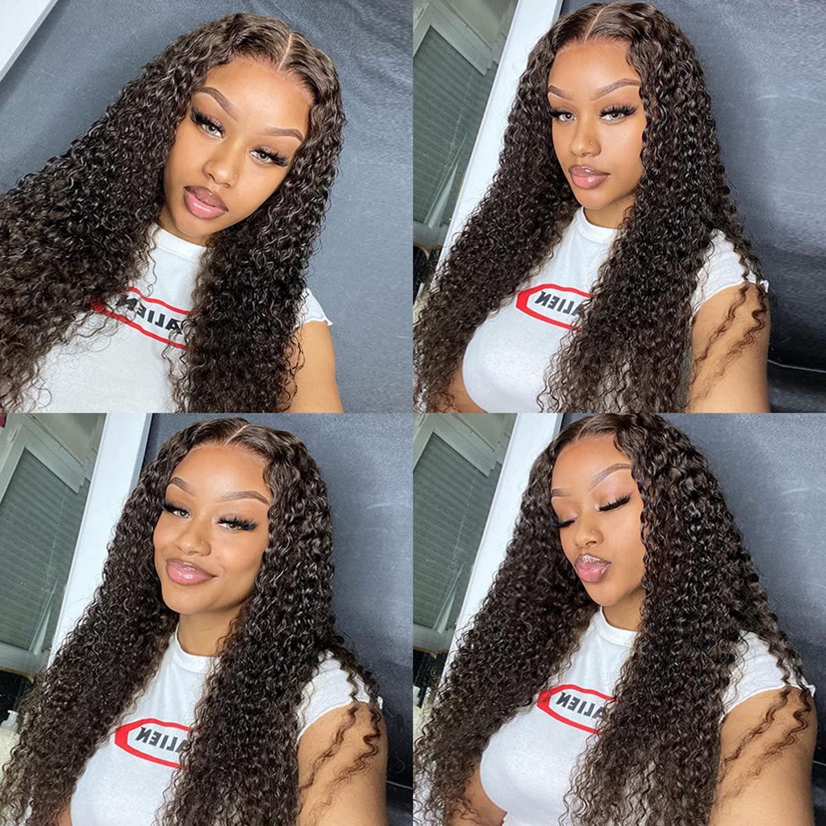 ISEE ISEE HAIR HD Lace Front Wigs Human Hair Kinky Curly Wigs Wear & Go Glueless Lace Wigs For Women No Glue 4x6 Lace Pre Cut Wig Human Hair Wigs Transparent Lace Closure Wigs 180% Density 18 Inch