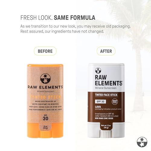 Raw Elements Raw Element Ultra-Moisturizing Face Tint Sunscreen, SPF 30+, Non Toxic Mineral Face Cream, Non Nano Zinc Oxide, Reef Friendly, Safe for All Ages, 0.5 oz, Lava, Pack of 2