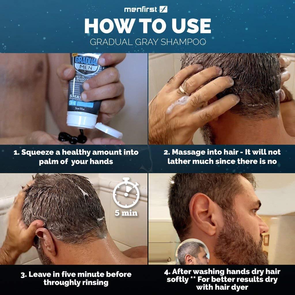 MENFIRST MENFIRST Gradual Gray - Good Bye Gray Hair- 3-in-1 Shampoo and Hair Pomade - 2 Pack Bundle