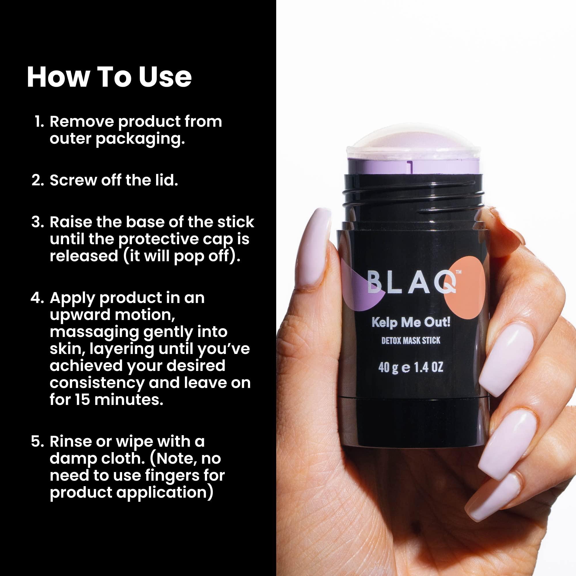 BLAQ BLAQ Kelp Me Out Detox Mask Stick with Marine Algae and Kaolin Clay - Fast, mess free application - To calm, nourish, purify, protect, rejuvenate tired, dull-looking skin with anti-aging properties