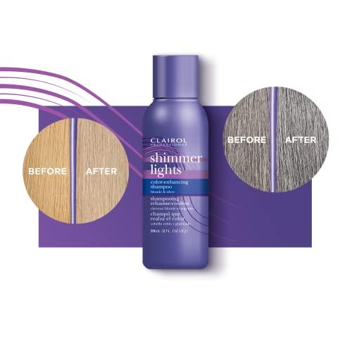 Clairol Professional Clairol Professional Shimmer Lights Purple Shampoo, 2 fl. Oz | Neutralizes Brass & Yellow Tones | For Blonde, Silver, Gray & Highlighted Hair (Pack of 2)
