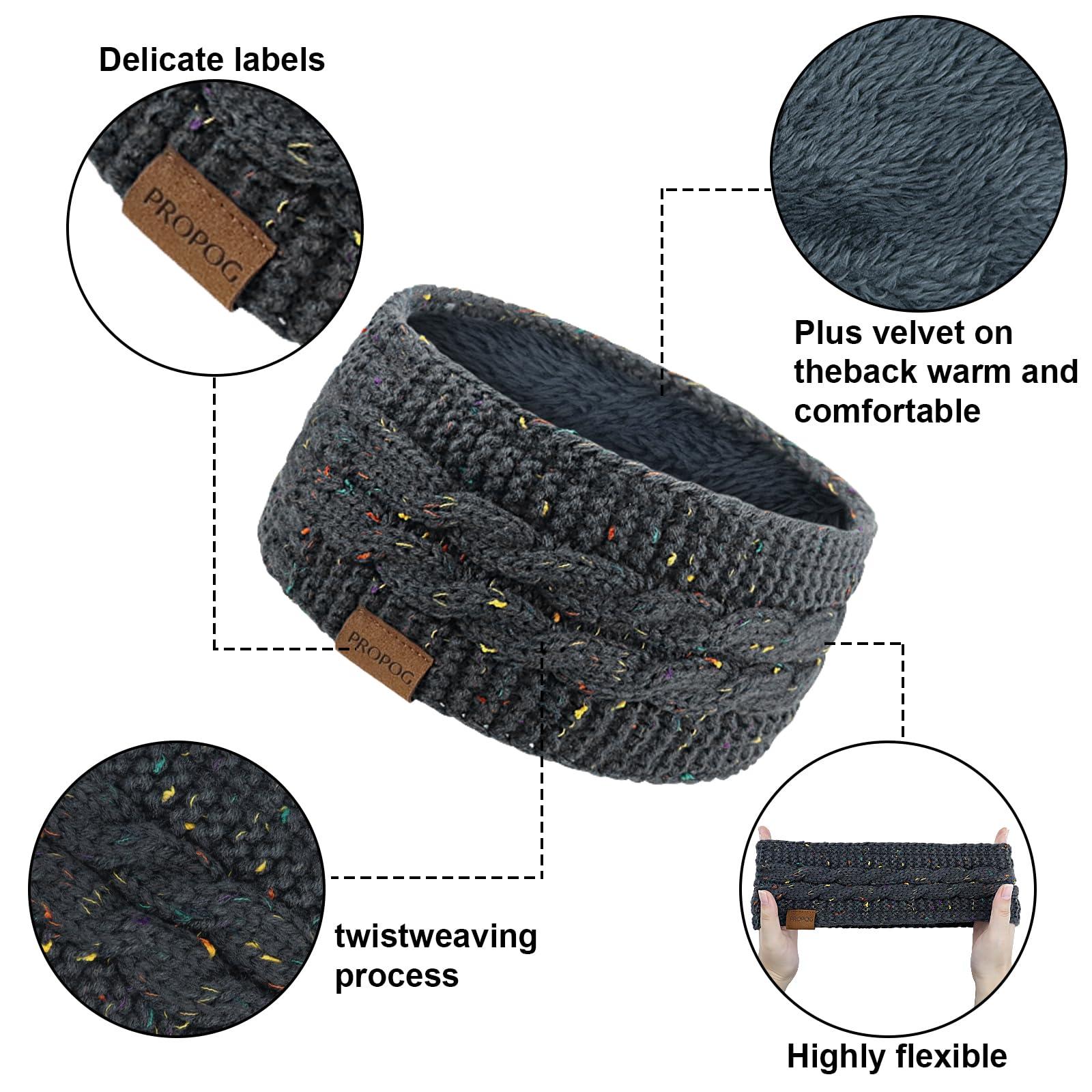 PROPOG PROPOG Winter Headbands for Women Ear Warmer, Knit Womens Winter Headband Thick Ear Warmers for Women Soft Warm Head Wraps Ear Covers for Cold Weather