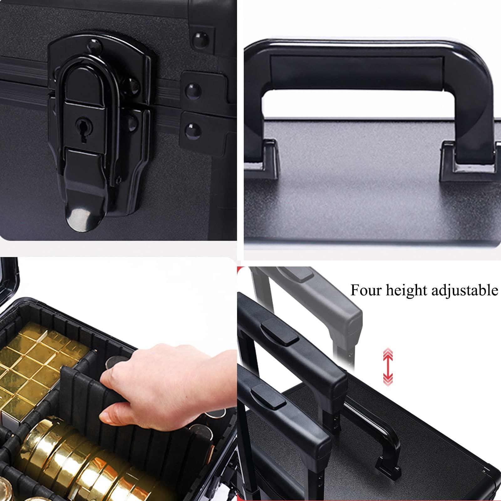 HJXGQJM Rolling Makeup Case Professional Makeup Train Case Makeup Artist Travel Organizer, Three-tone Lighting, Adjustable Divider Design, Makeup Case Professional Makeup Case Omni-Directional Wheels ( Color