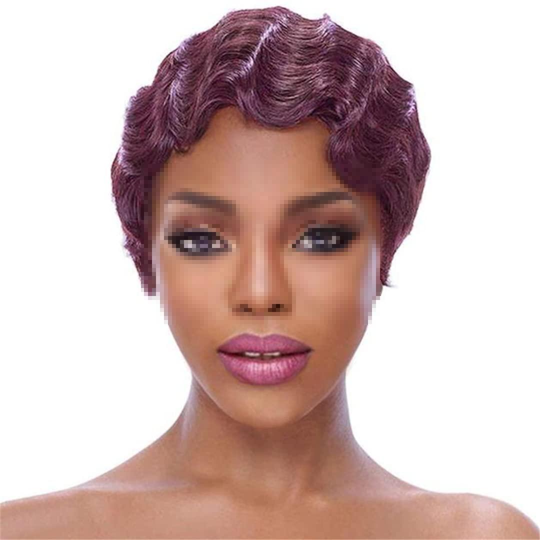Sweejim Flapper Hairstyles For Women Finger Wave Wigs Retro Style Short Remy Human Hair Brazilian Wig #30