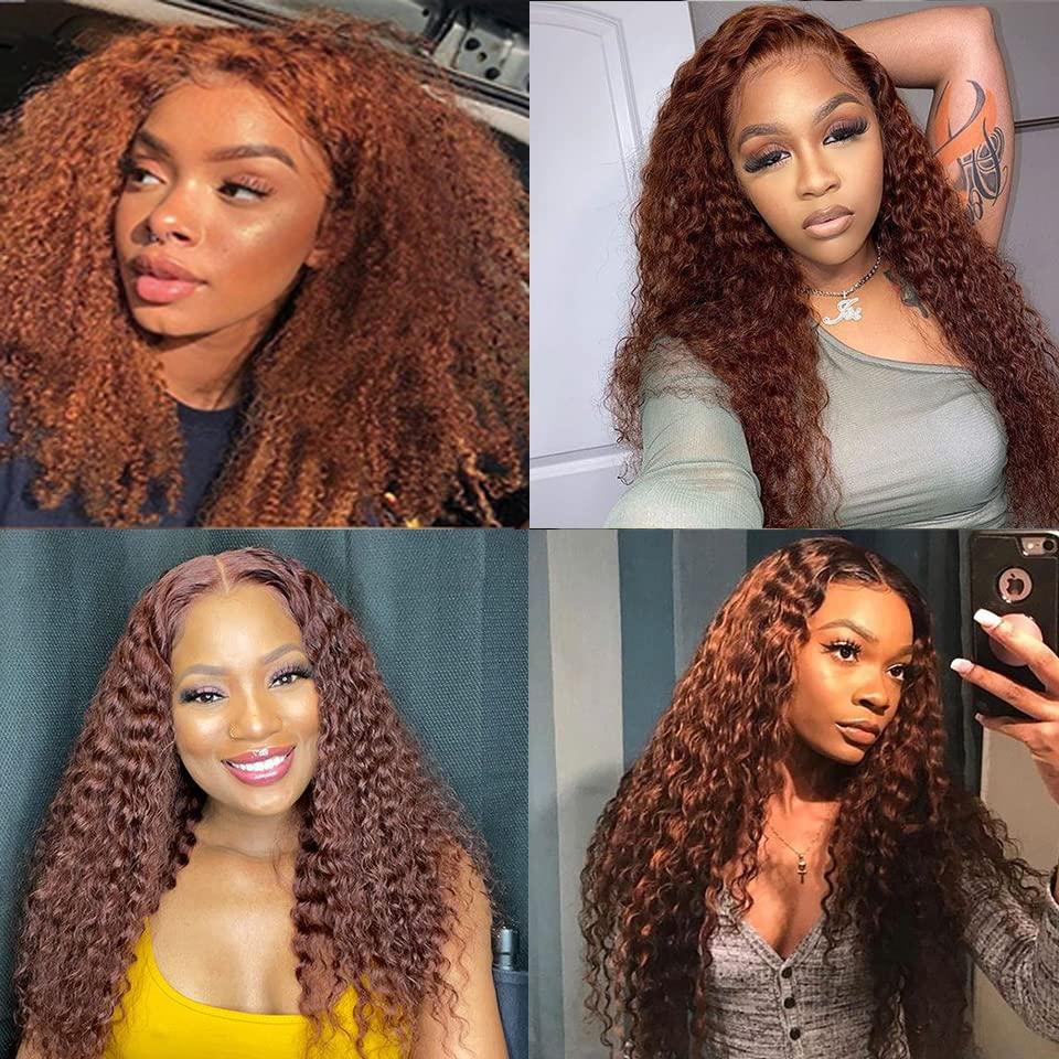 DiexrLamx Color #30 Bundles Brown Kinky Curly Human Hair Bundles Brazilian Light Brown Curly Bundles Human Hair Unprocessed Virgin Hair 3 Bundles 10 10 10 Inch Light Brown Bundles Hair Weave