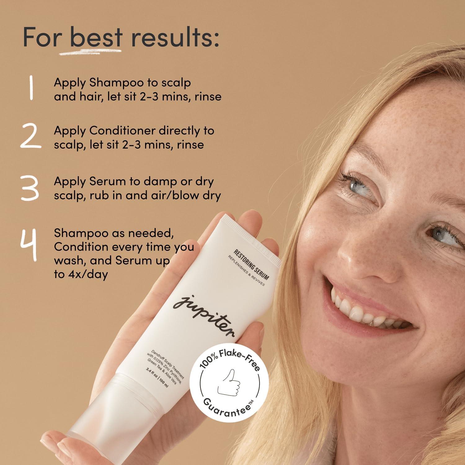 Jupiter Jupiter Anti-Dandruff Shampoo, Conditioner, & Serum Advanced Set, Physician-Formulated for Dry, Itchy, Oily, Flaky Scalp Care, Color-Safe, Dry Scalp, Sulfate-Free