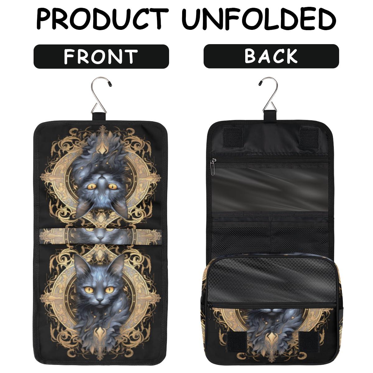 CFERSAN CFERSAN Hanging Toiletry Bag for Women & Men Small Travel Makeup Skincare Necessaire Organizer Kit Cosmetic Bags Waterproof Shower Pouch Expandable Compartments Funny Animal Cat