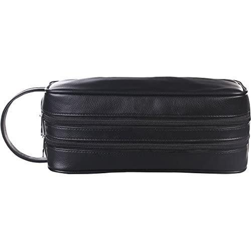 HappyDavid HappyDavid Soft PU Leather Zipped Travel Toiletry Bag Mens Ladies Supply Toiletry Bag Case(Black)