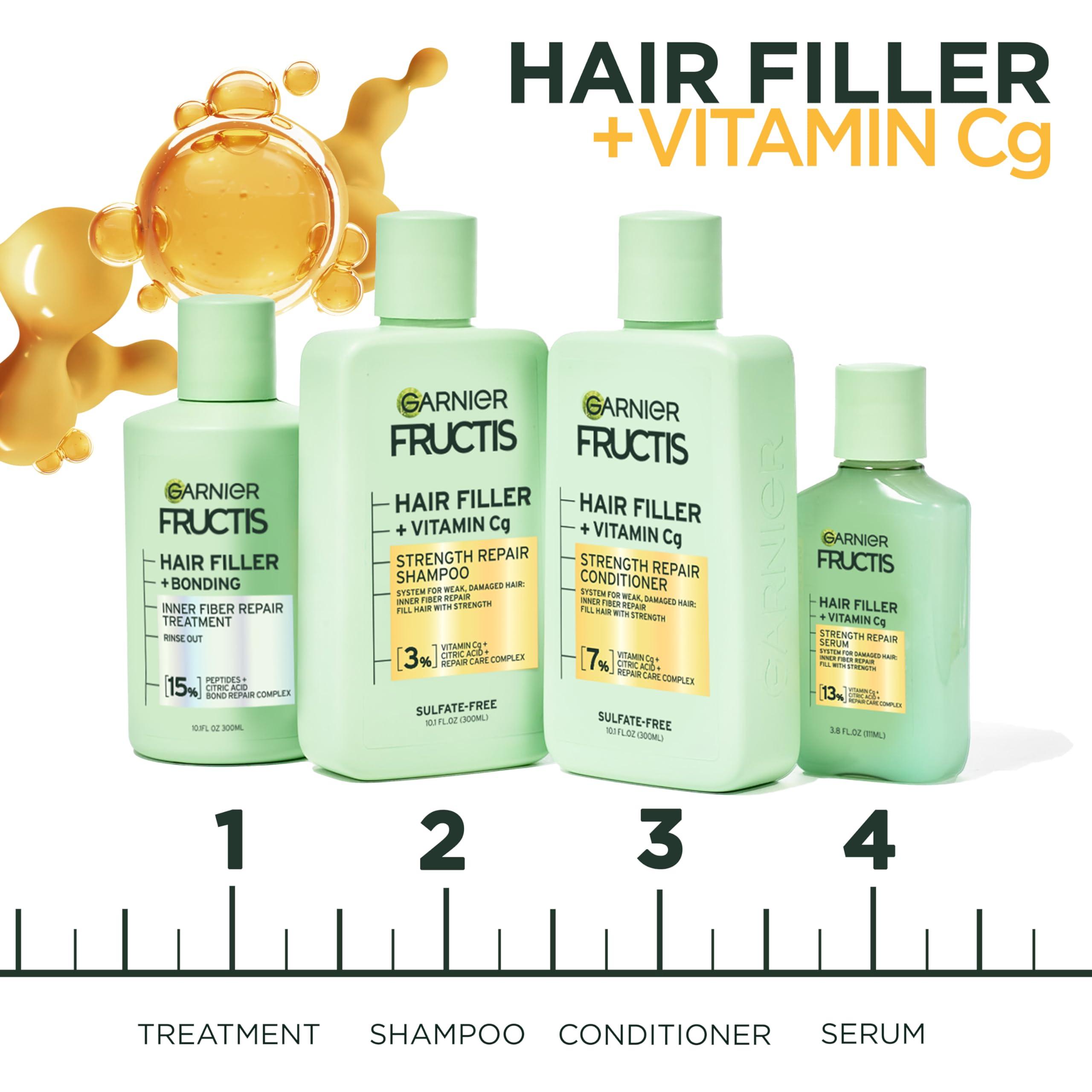 Garnier Garnier Fructis Hair Filler Bonding Pre-Shampoo Hair Treatment + Strength Repair Shampoo, Conditioner and Serum Set with Vitamin Cg, 4 Items, 1 Kit