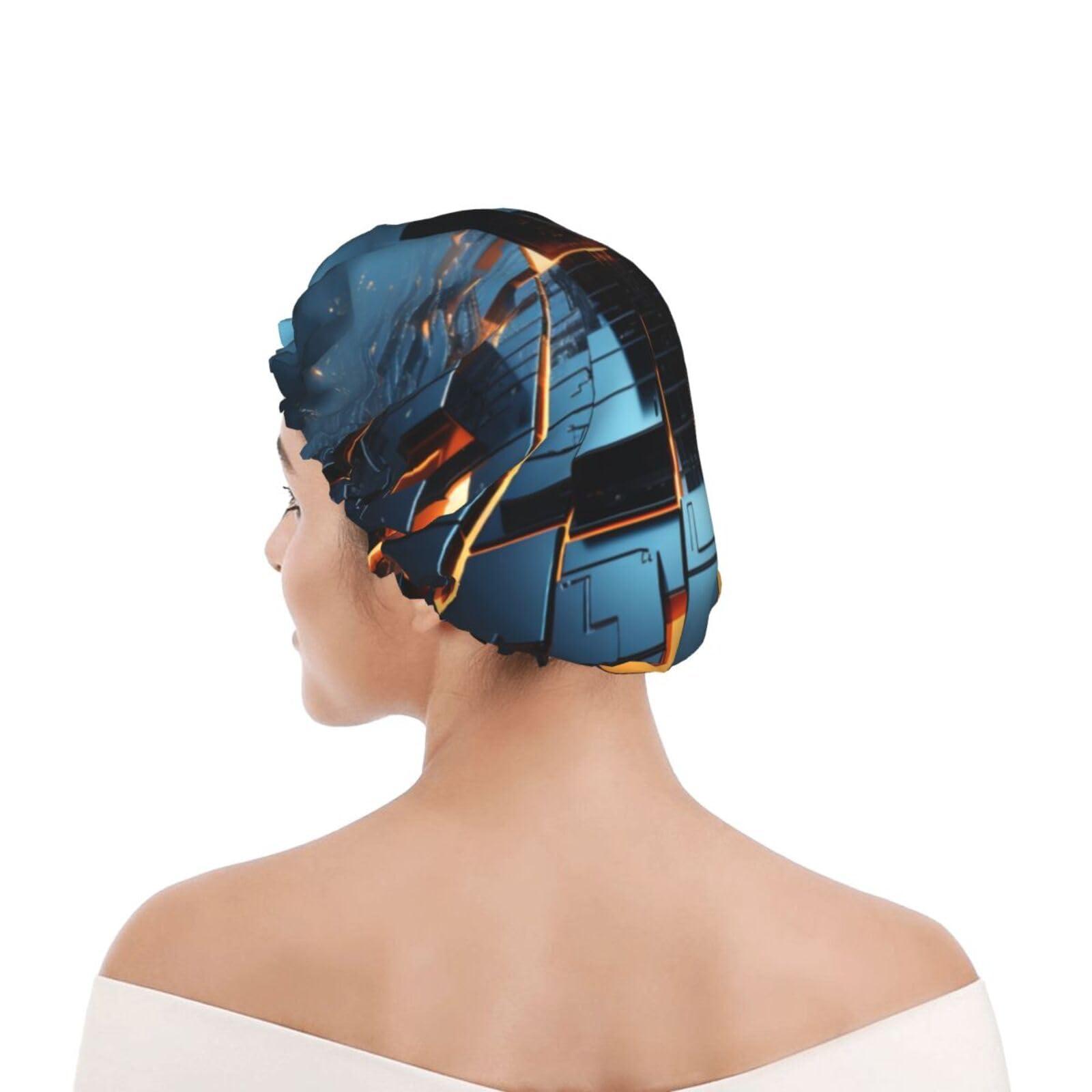 BREAUX cool wallpapers print Bath cap Large bath cap Fit for all lengths of hair Protects hair bath cap Reusable