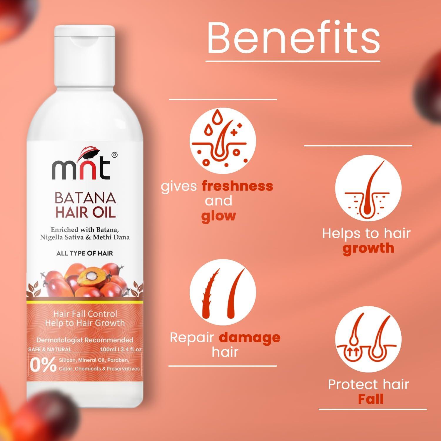 M.N.T. Generic M.N.T. Batana Oil for Hair Growth with Methi Dana & Curry Leaf | Promotes Thicker, Shiny, Stronger & Healthy Hair | Pure Batana Oil for Hair Growth and Hair Fall Control | 100 ml, white