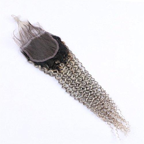 Tony beauty hair Tony Beauty Hair Ombre Silver Grey Hair Extensions with Closure Kinky Curly #1B Grey Ombre Human Hair 4 Bundles with Lace Closure 4x4 Grey Ombre Malaysian Curly Human Hair Weaves (24 24 24 24 with 22)