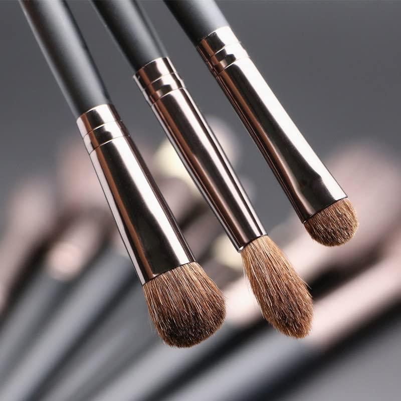 IBDRYKK Natural Hair Makeup Brushes 11Pcs Make Up Set Kit Tools Black Blending Foundation Contour Professional Makeup Brush Set