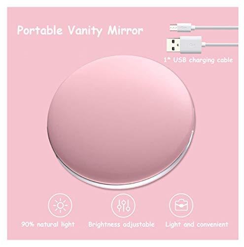 B O B O B O B O Compact Mirror Travel Makeup Mirror Small Portable 1X/3X Magnifying Cosmetic Mirror Rechargeable Lighted Round Foldable Design LED Lighted Makeup Mirror (Pink)