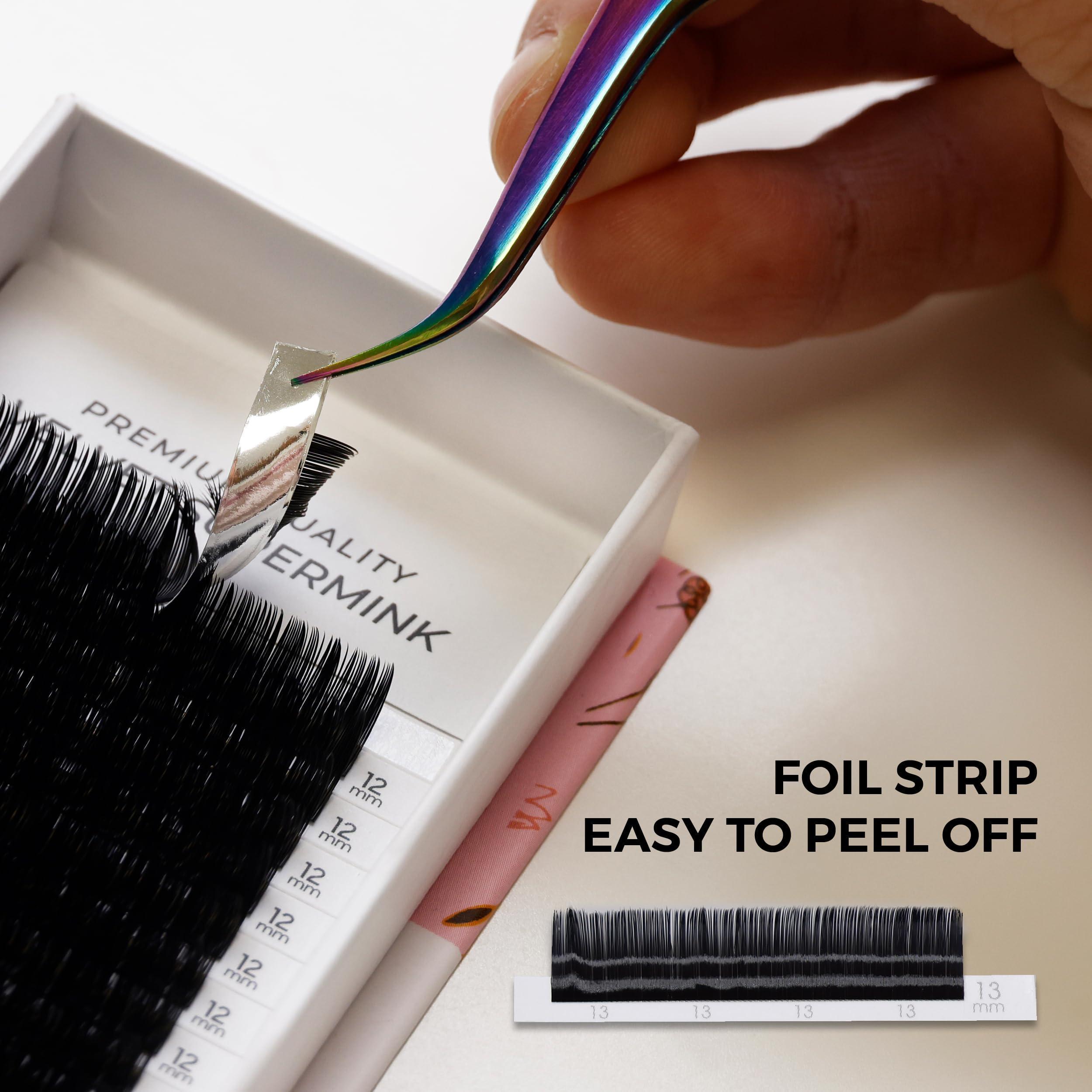 LLBA LLBA Super Mink Eyelashes Extensions - Multi Selections from 0.03 to 0.2, C CC D Curl, 7-15 mm Length Mixed Tray Silk Eyelashes, Individual Eyelash Extensions (0.05 D, 7-15mm)