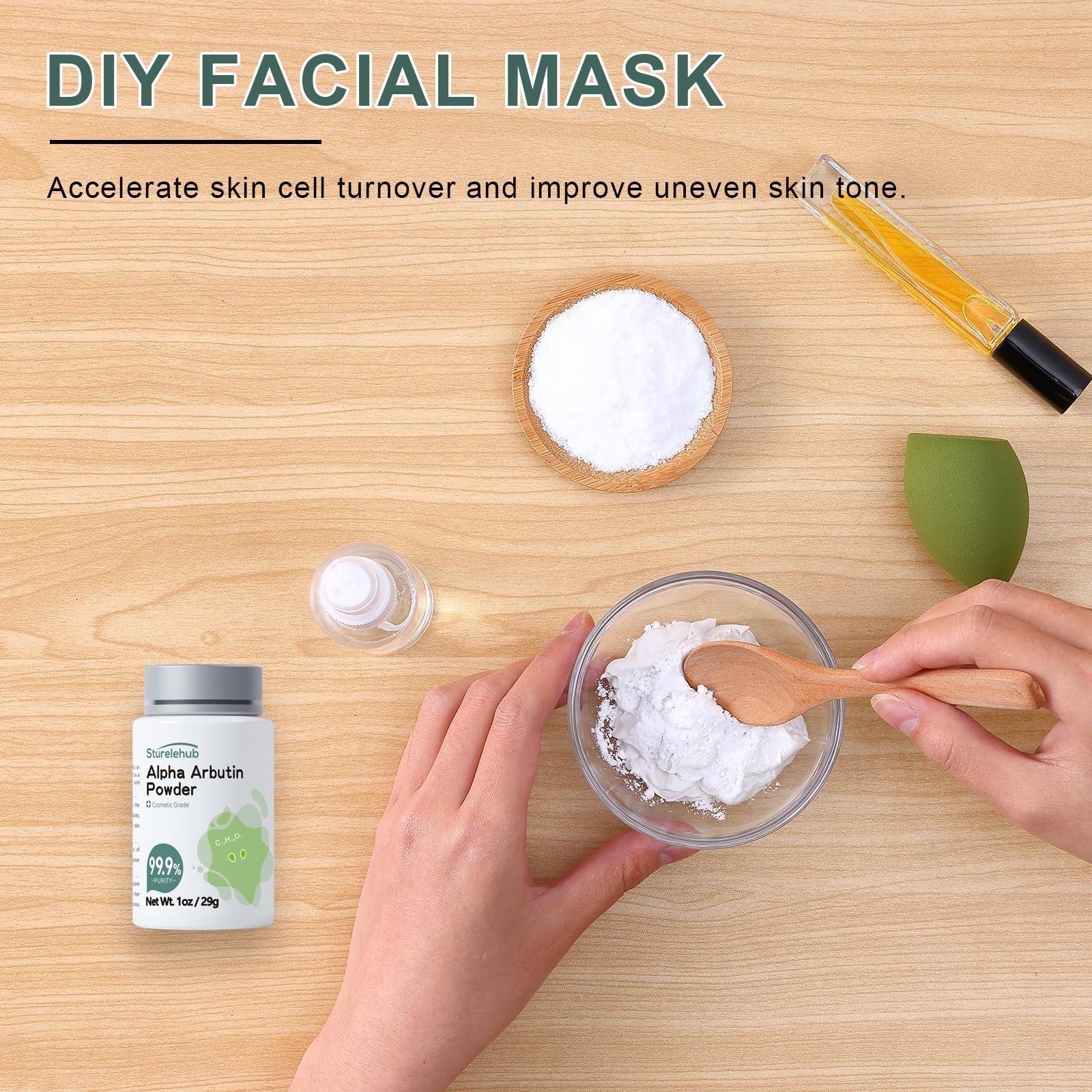 Sturelehub Alpha Arbutin Powder, 1OZ 99.9% Purity, Cosmetic Grade, Alpha Arbutin Powder for Homemade Cosmetics