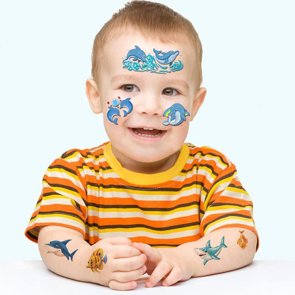 Mimeile Animal Face Tattoos Stickers for Kids Temporary Fake Paint Tattoos 12 Sheets, Water Transfer Birthday Party Supplies Festival Favors Makeup Skin Decor for Girl Boy