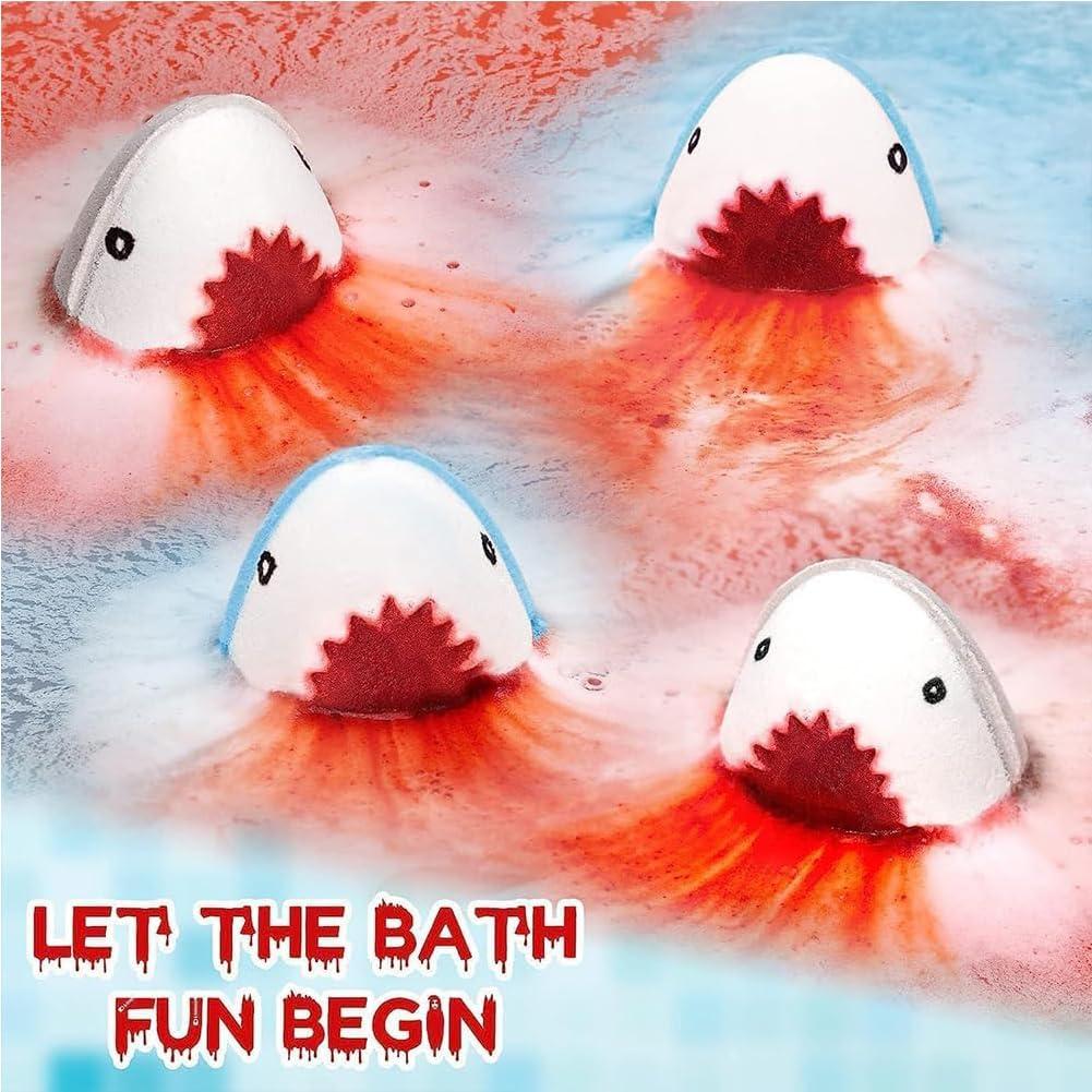 DENGWANG Jaws Bath Bomb, Shark Bath Bomb, Shark Attack Bath Bomb, Shark Blood Bath Bomb, Funny Rainbow Bubble Bath Bombs Kit for Kids (3pc)