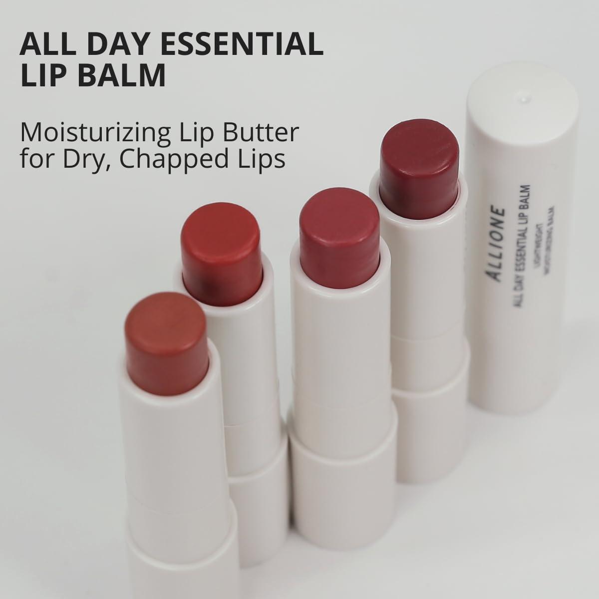Allione All Day Essential Tinted Lip Balm 02 Casual Nude | Natural Gloss Finish, Moisturizing Lip Care, Deep Nourishing Plant-Based Chapstick, Hydrating Lip Butter for Dry Cracked Chapped Lips