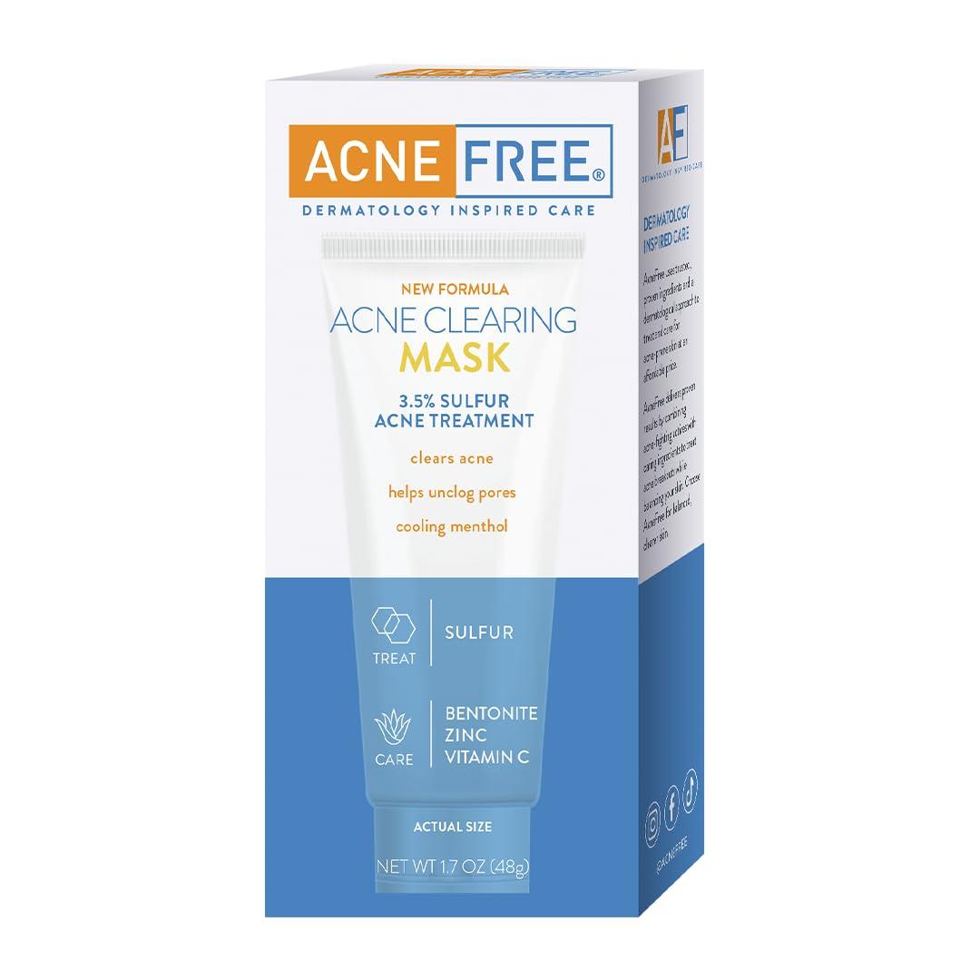 AcneFree AcneFree Acne Clearing Mask, 3.5% Sulfur Acne Treatment, Absorbs Excess Oil and Unclogs Pores with Vitamin C, Bentonite, and Zinc, 1.7 Ounce