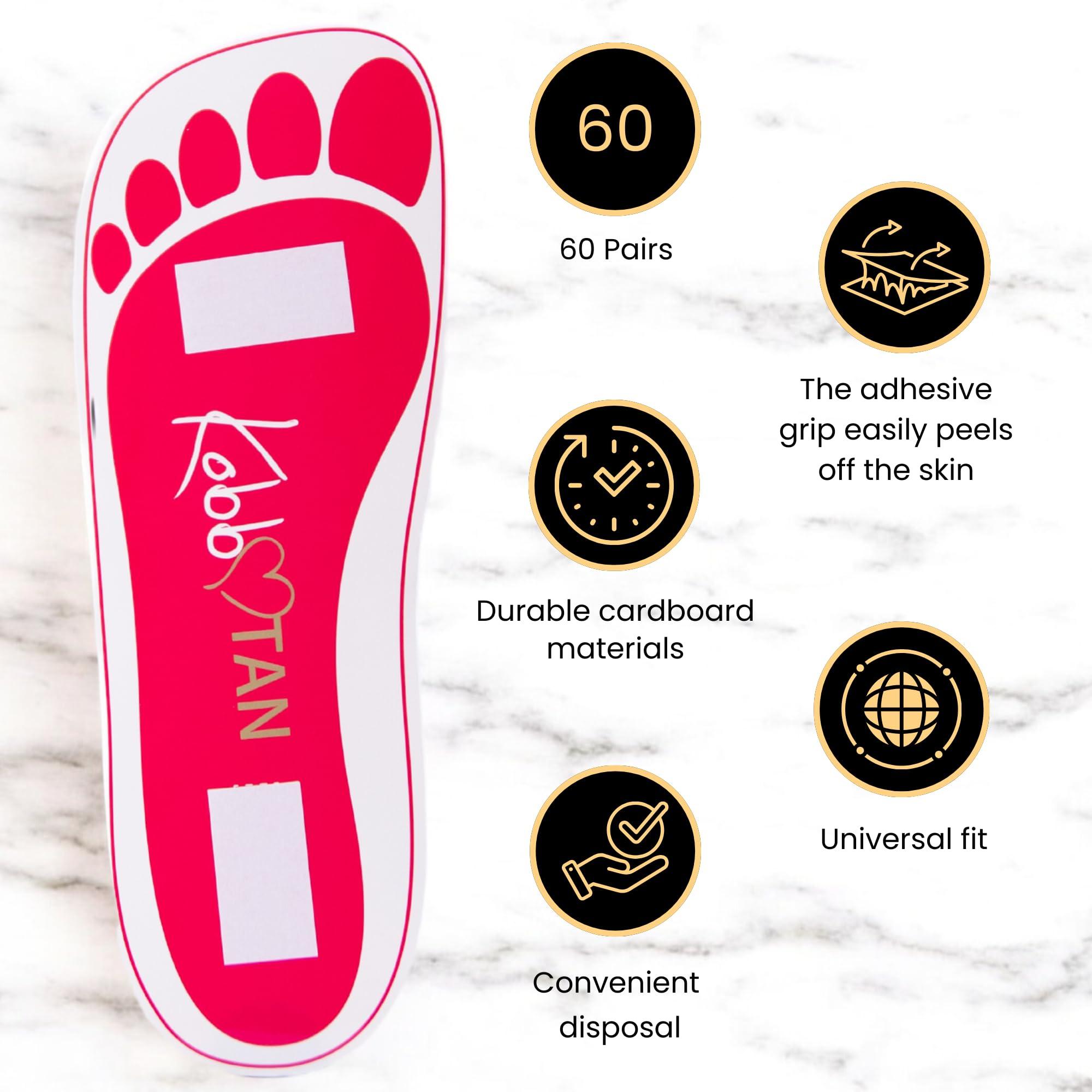 KobbTan 60 Pairs(120feets) Spray Tan Feet Pads For Sunless Spray Tanning in Pink