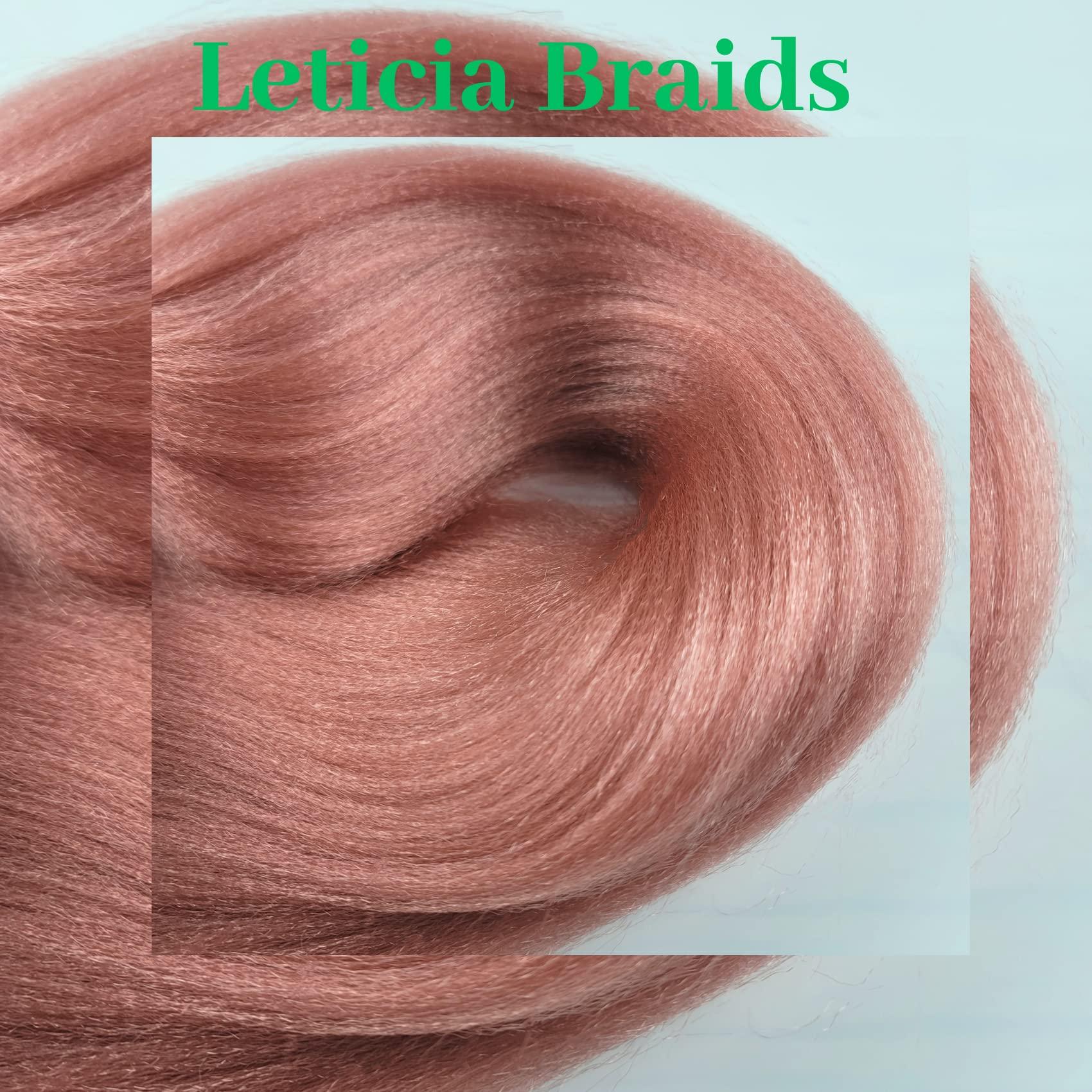 Leticia Leticia RoseGold Braiding Hair Pre stretched Colored Prestretched Hypoallergenic Ez Braid Braiding Hair Extensions 16 Inch Knotless
