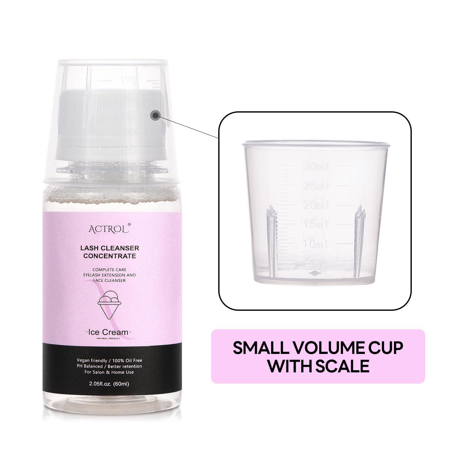 ACTROL ACTROL Eyelash Cleanser Concentrate 60ml Ice Cream Professional Lash Shampoo Foaming Cleanser DIY Paraben & Sulfate Free Non-lrritating Wash for Extensions Lashes with Salon Home Care-Makes 6 Bottles