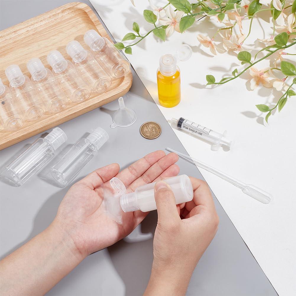 BENECREAT BENECREAT 10 Pack 30ml/1oz Travel Squeeze Bottles, Refillable Flip Top Bottles PET Toiletries Containers Sample Bottles with Dropper and Hopper for Makeup Foundation, Shampoo Toner Cosmetic