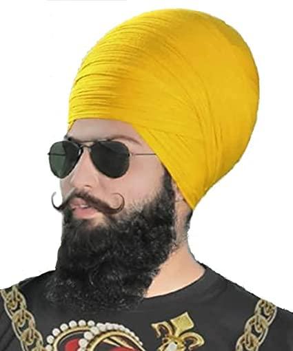 Desi Haat Desi Haat Sikh Dumalla 5 Meter Turban Warrior Style Turban Chand Tora Dumalla F74 Dumala, Yellow Color