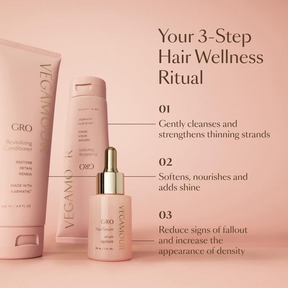 VEGAMOUR VEGAMOUR GRO Revitalizing Shampoo, Support Thicker, Fuller Looking Hair, Shampoo Formulated Without Sulfates for Thinning Hair with Vegan Keratin, Natural Citrus Scent (1.6 fl. oz.)