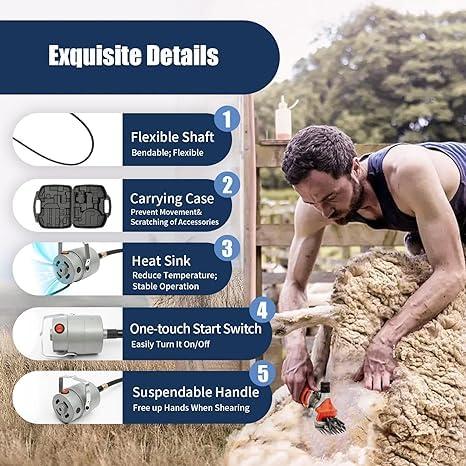 InSyoForeverEC InSyoForeverEC Electric Sheep Shears Electric Clippers 1200W Professional Farm Livestock Shearing Machine Animals Grooming Haircut Trimmer for Shaving Fur Wool in Thick Coat Animals