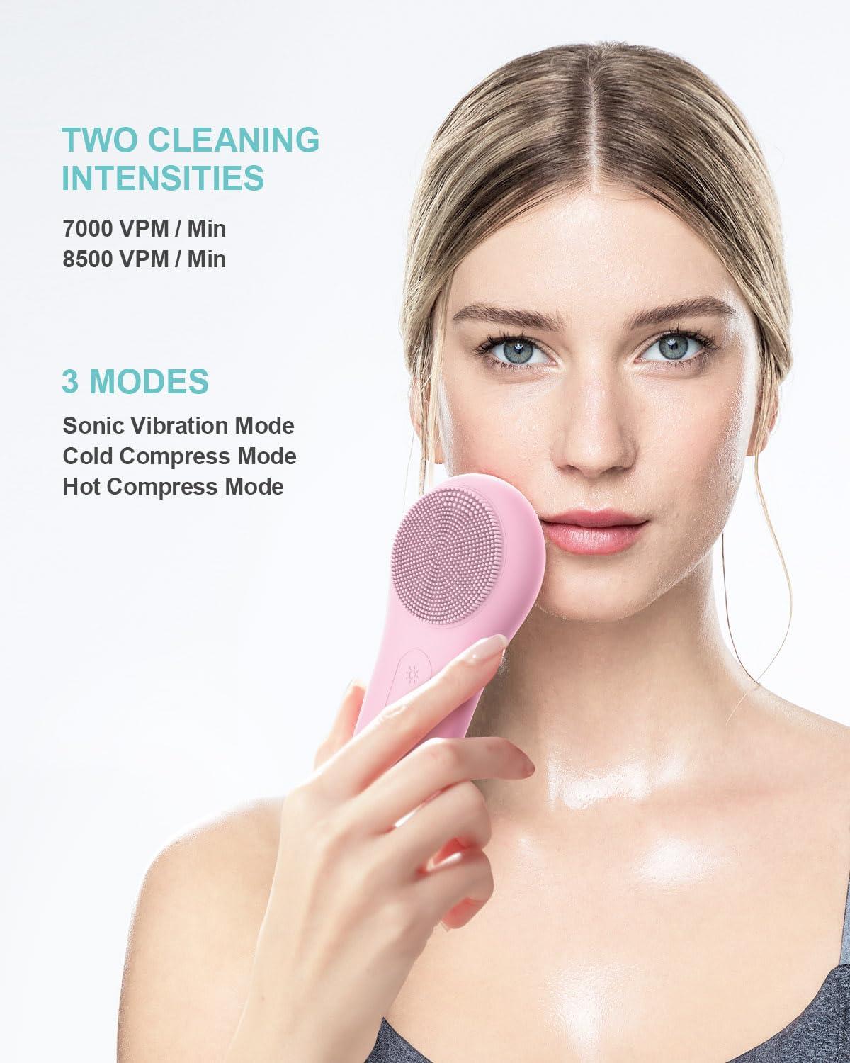EZBASICS EZBASICS Facial Steamer Blue Bundle with Facial Cleansing Brush Pink