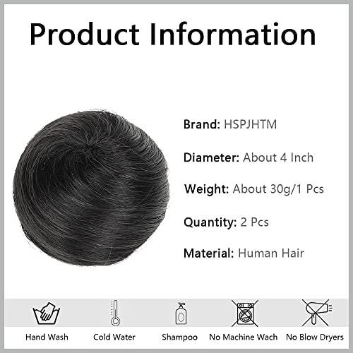 HSPJHTM 2 PCS Messy Bun Hair Piece Human Hair Messy Rose Bun Hair Buns Hair Piece for Women Real Hair Scrunchies Updo Hair Pieces Bun Extension Ponytail Messy Hair Bun - Black