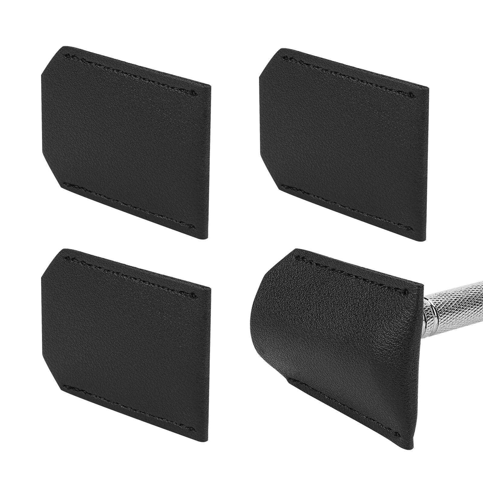 Linkidea Linkidea 4 Pack Safety Razor Head Protector Cover, Shaving Travel Cover Handmade, Double Edge Safe Shaver Travel Accessories (Black)