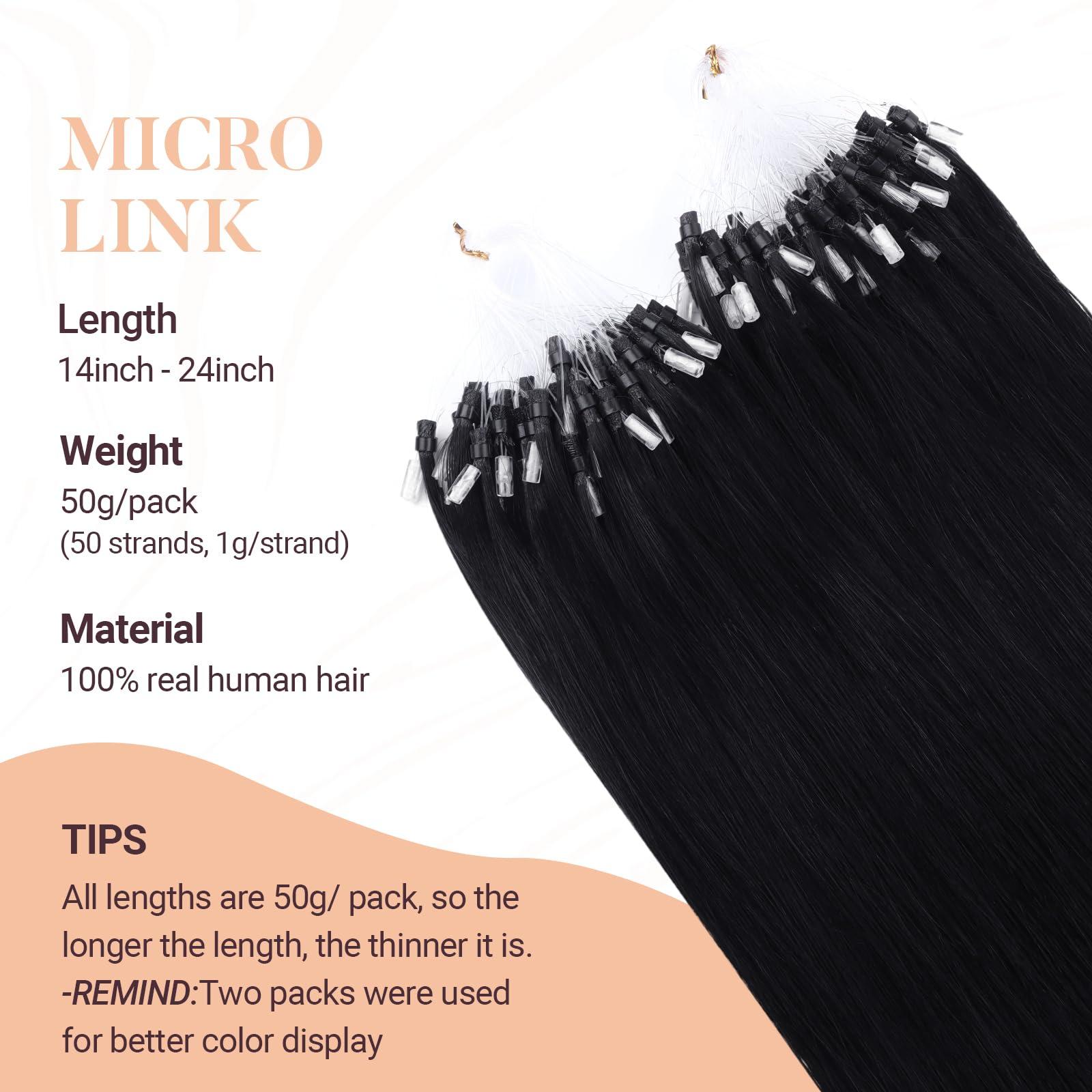 MAXITA MAXITA Microlink Hair Extensions Human Hair, Micro Bead Hair Extensions Virgin Human Hair, 50g/50 Strands/Pack,