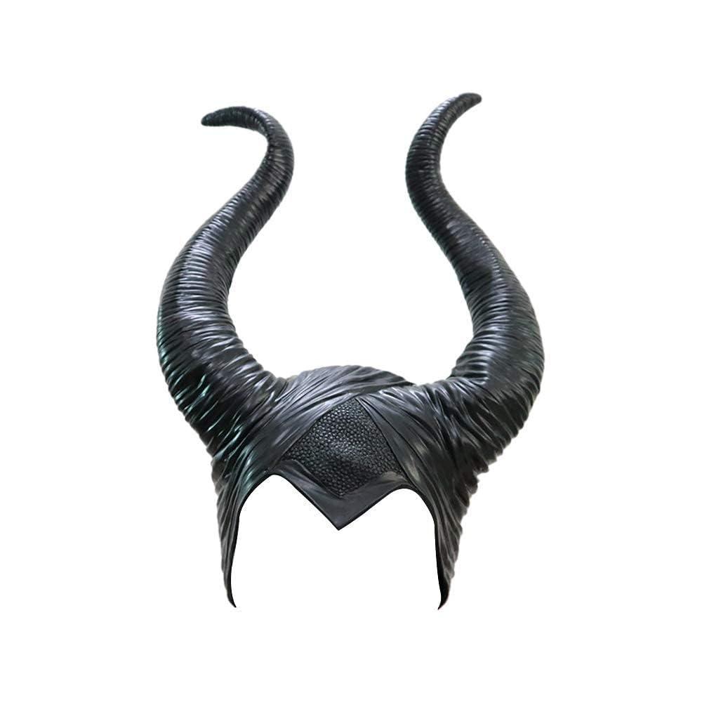 Ristta Ristta Halloween Malef-icent Costume Witch Horns Headpiece, Black Long Horns Queen Hat, Women Adults