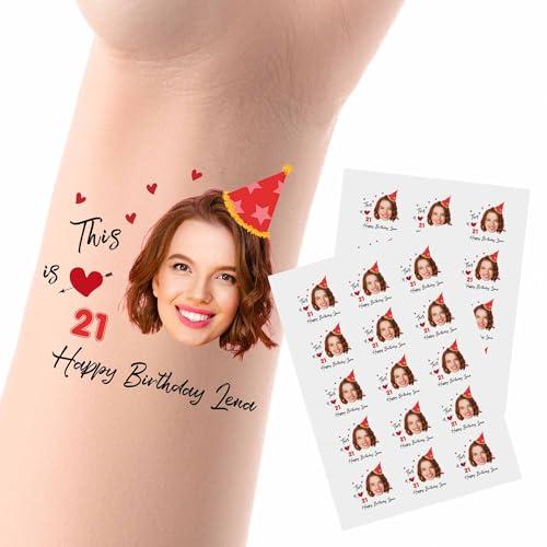 DIYKST Custom Temporary Tattoos with Face Personalized Name Tattoo with Photo Logo Customized Temporary Tattoos Stickers For Women Men for Birthday Party Wedding Bride Groom Decor 15Pcs