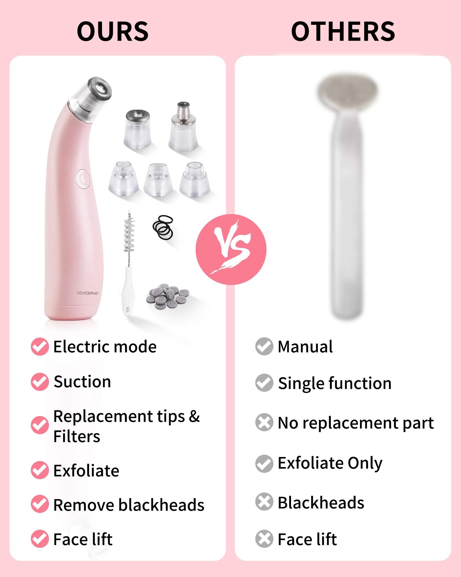 NEWDERMO NEWDERMO 2-in-1 Microdermabrasion Machine for Facial, Diamond Microdermabrasion Device USB Rechargeable (Pink) with Microdermabrasion Machine Pro(White)