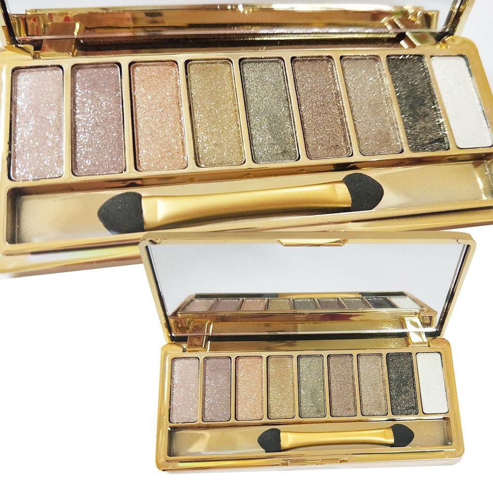 vinmax Sparkle Eyeshadow Palette&9 Colors Shimmer Makeup Palette & Cosmetic Brush Set &Gold Glitter, Highly Shining Pigmented Diamond &9 Color Eyeshadow 6# (1pc)