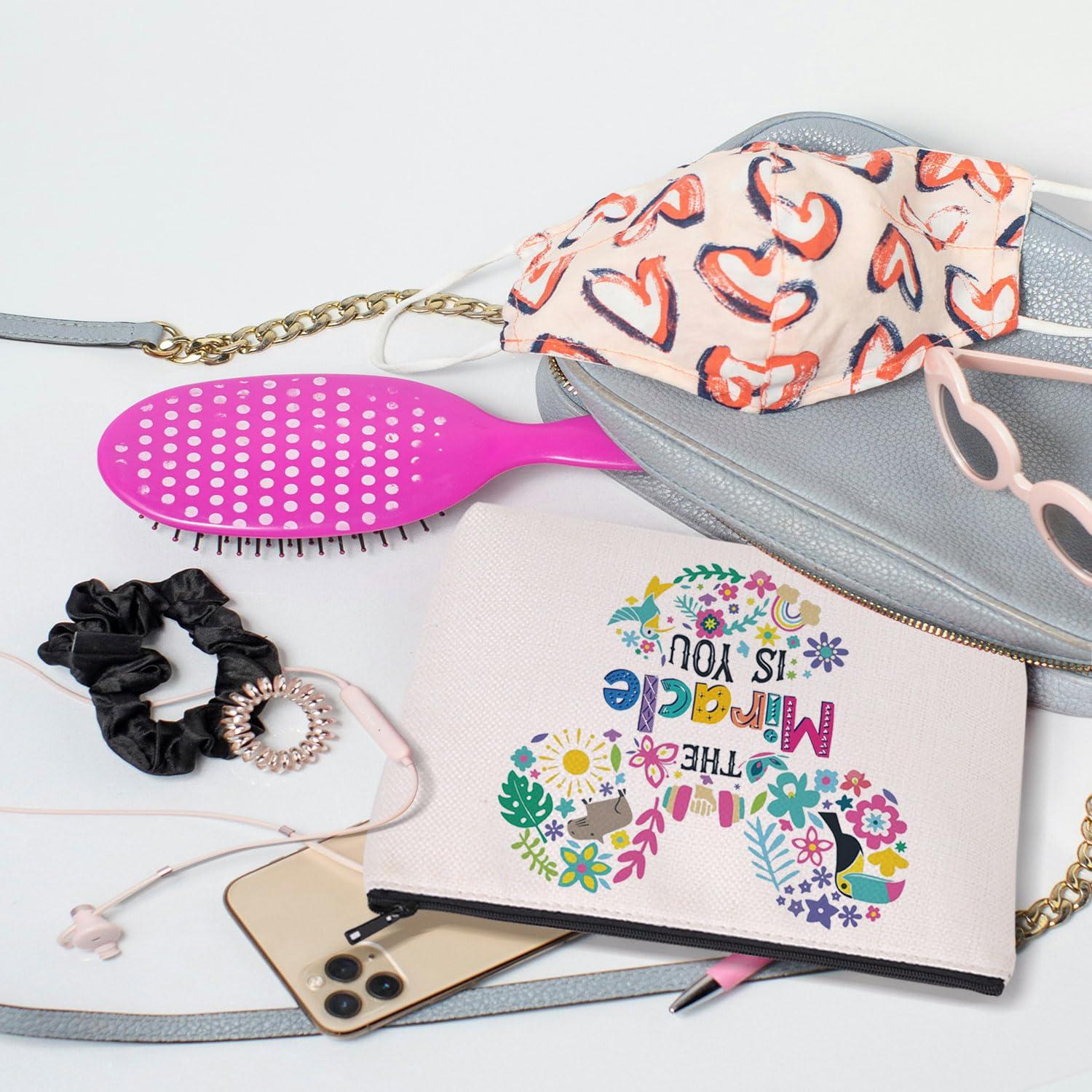 MAOFAED MAOFAED The Miracle Is You Inspirational Quote Magic Kindom Gift Cosmetics Bag Makeup Bag For Women (miracle is you)