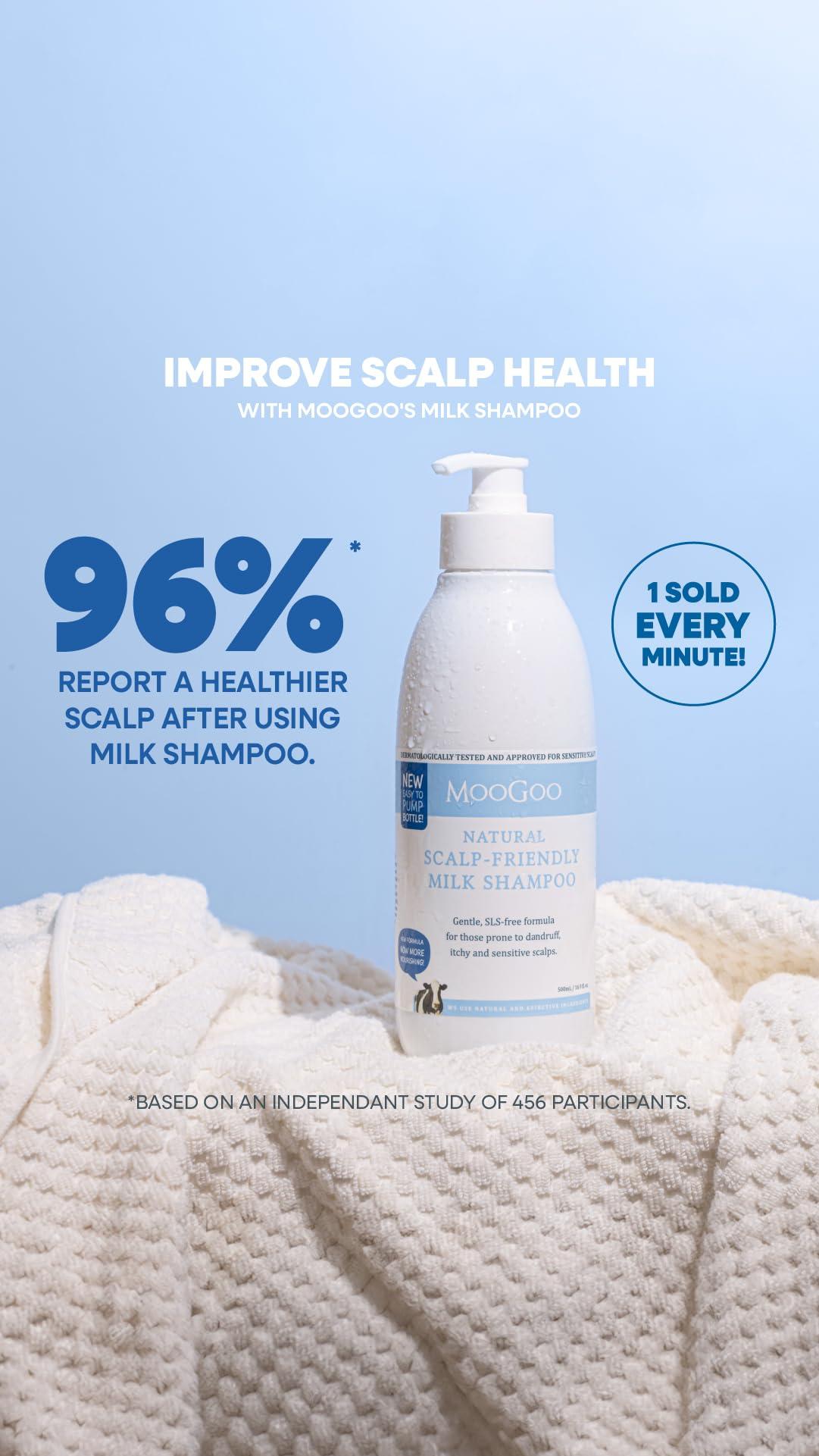 MooGoo MooGoo Milk Shampoo  For Itchy, Dry, Eczema, Psoriasis & Dandruff Prone Scalps  SLS, Silicone, Sulfate & Paraben Free - Natural & Gentle Formula  500ml / 16.9 fl.oz.