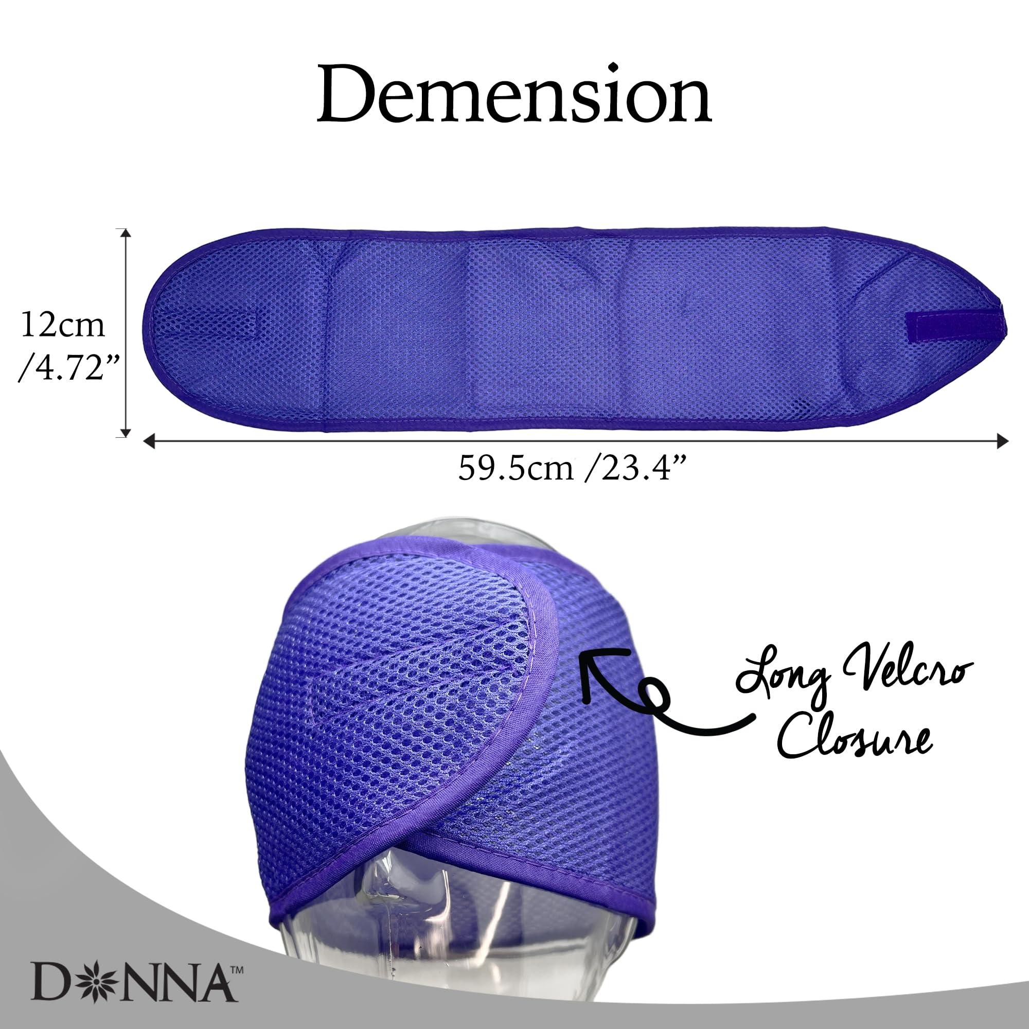 DONNA DONNA Deluxe Foam Velcro Headband, Silk Hair Wraps for Face Wash, Makeup and Hair Accessories BLACK